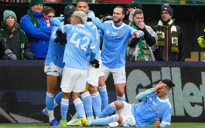 NYCFC celebrate Taty Castellanos goal in the MLS Cup