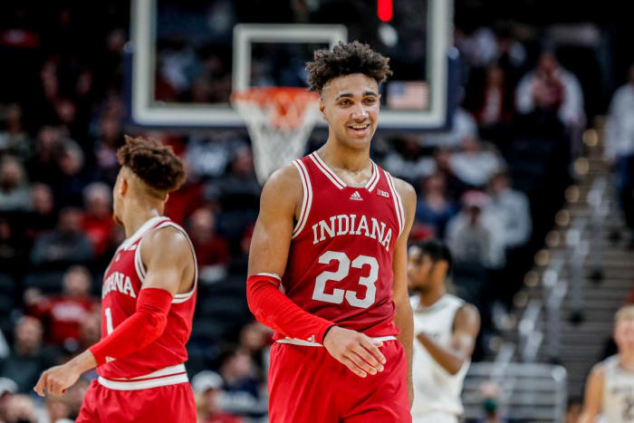 Trayce Jackson-Davis at the Indiana versus Notre Dame Crossroads Classic