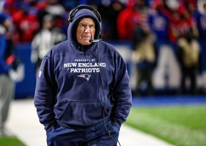 Bill Belichick on the sideline during a Patriots game