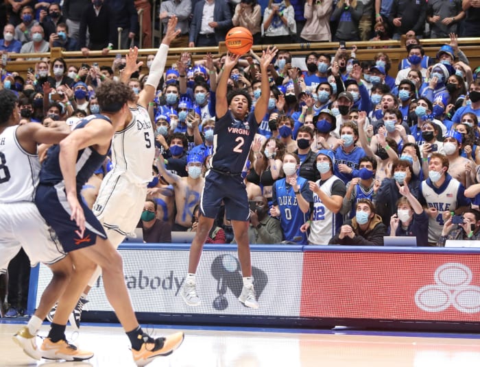 Reece Beekman hits the game-winning three-pointer and the Virginia Cavaliers beat the Duke Blue Devils 69-68 at Cameron Indoor Stadium.
