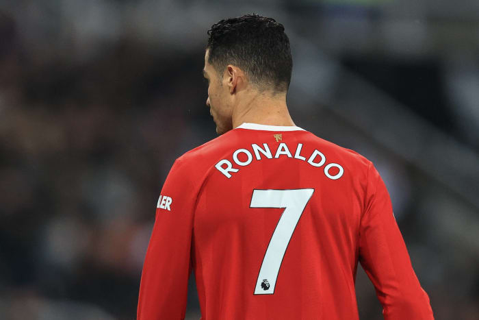 Cristiano Ronaldo pictured wearing Manchester United's iconic no.7 shirt