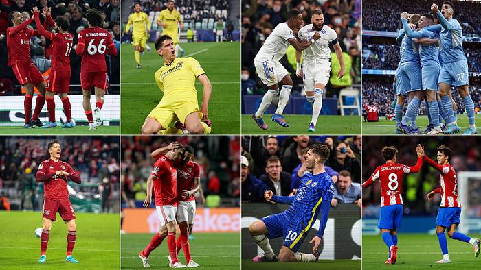 The eight clubs in the UEFA Champions League quarterfinals