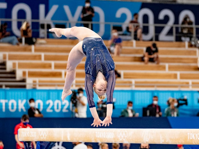 Despite falling off the balance beam in the Olympic all-around final, Carey still placed eighth.  She says that finish motivated her to return to elite gymnastics. 