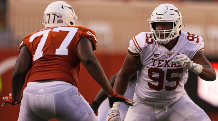 Texas didn't have enough offensive linemen to run a regular spring game this year.