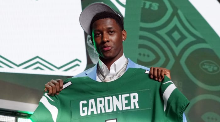 Cincinnati cornerback Ahmad 'Sauce' Gardner after being selected as the fourth overall pick to the New York Jets during the first round of the 2022 NFL Draft.