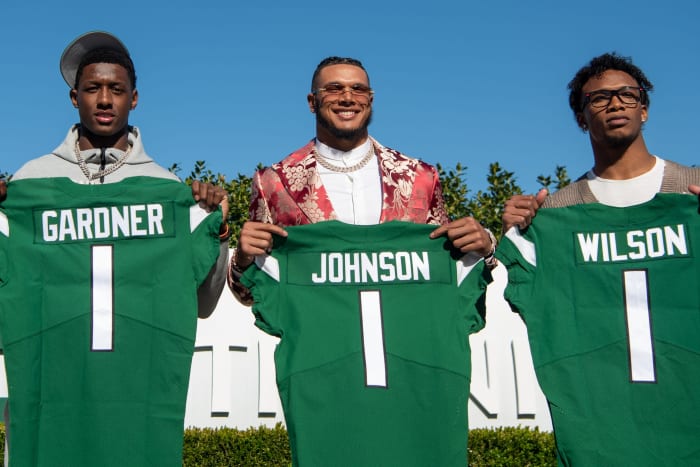 The New York Jets first round picked Ahmed Gardner, Jermaine Johnson and Garrett Wilson