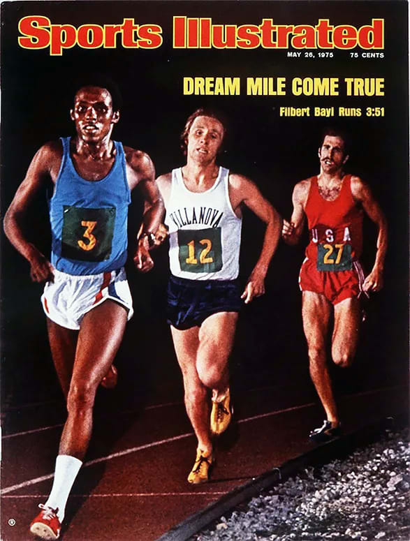 1975 Portada de Sports Illustrated que conmemora el récord mundial de Filbert Bayi en la milla