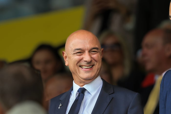 Tottenham chairman Daniel Levy pictured attending his club's final game of the 2021/22 season