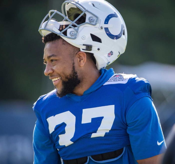 Indianapolis Colts safety Khari Willis (37) at Grand Park in Westfield on Monday, August 2, 2021, on the second week of workouts of this summer's Colts training camp. Head Coach Frank Reich reappeared at practice after being away for ten days after a COVID-19 positive test. Colts Get Their Coach Back On Week Two Of Colts Camp