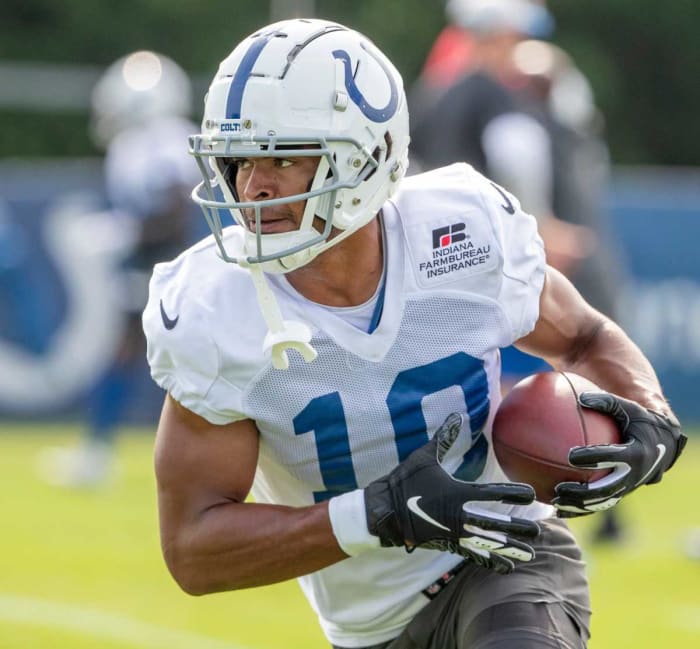 Indianapolis Colts wide receiver Dezmon Patmon (10) at Grand Park in Westfield on Monday, August 10, 2021, on the third week of workouts of this summer's Colts training camp. Wentz Back At Colts Camp