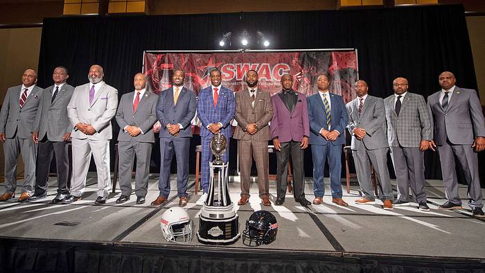 SWAC football coaches pose on media days