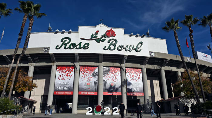The Rose Bowl before the 2022 bowling game.