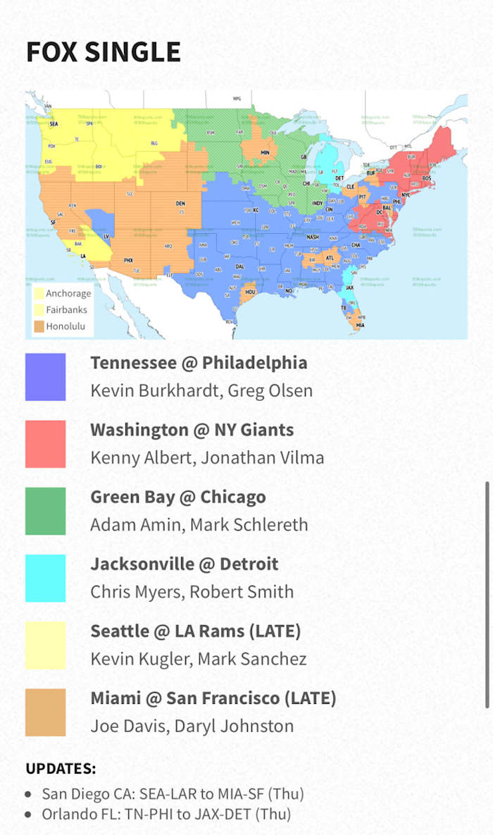 NFL Week 13 TV Coverage Map Sports Illustrated