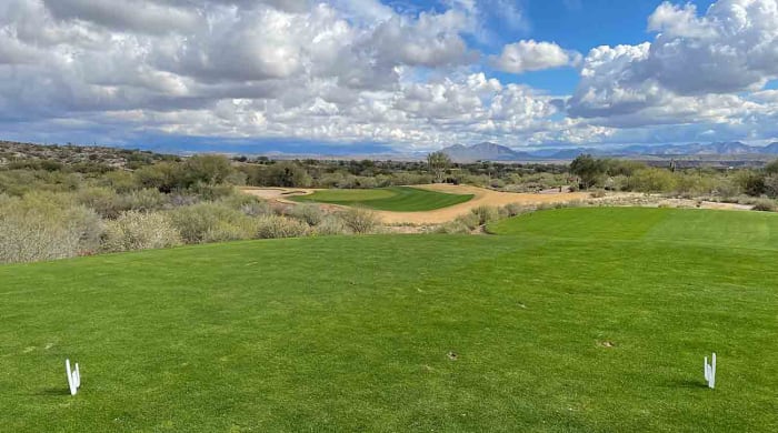The par-3 14th hole at the We-Ko-Pa Cholla course.