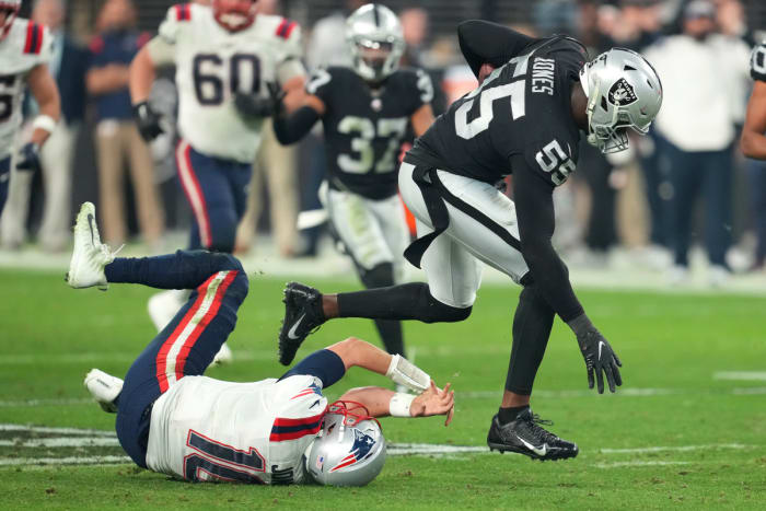Mac Jones was the only player with a chance to tackle Chandler Jones. It did not go well.