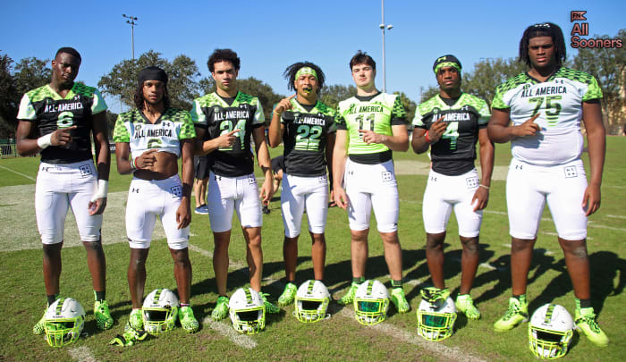 The magnificent seven (from left): P.J. Adebawore, Jaquaize Pettaway, Jacobe Johnson, Peyton Bowen, Jackson Arnold, Lewis Carter and Cayden Green.
