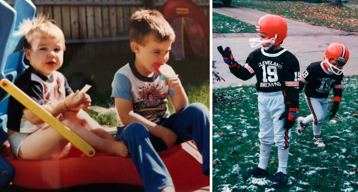 Travis and Jason Kelce as kids