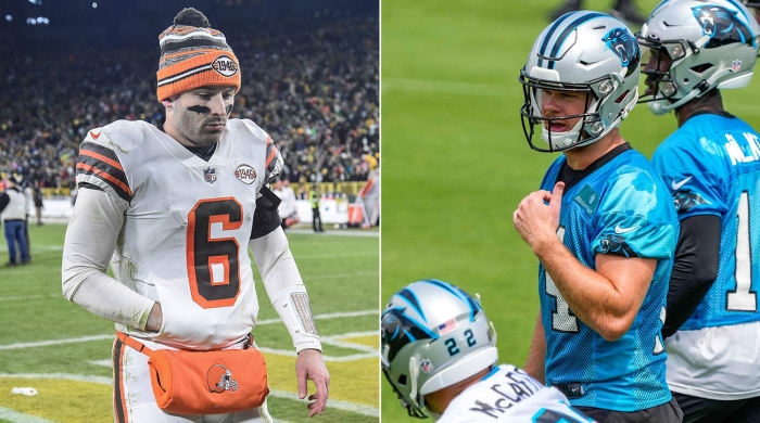 Baker Mayfield and Sam Darnold will compete for Panthers' starting quarterback job.