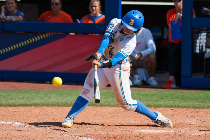 Savannah Paula in the bottom of the sixth inning against Florida in the NCAA Women's College World Series.