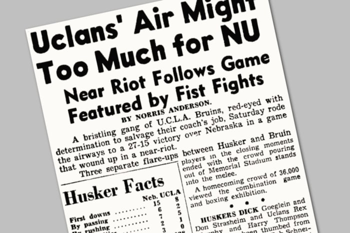 Nebraska-UCLA 1948 football near riot