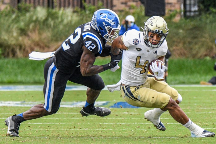 Georgia Tech running back Donta Smith eluded the Duke defender