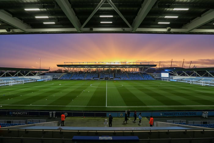 Vista geral do estádio Manchester City Academy de maio de 2022