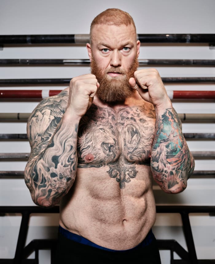 Bjornson dropped about 130 pounds from his strongman weight - or about 