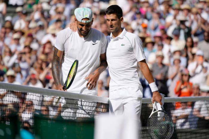 Kyrgios served 30 aces against Djokovic in Sunday’s men’s singles final at Wimbledon.