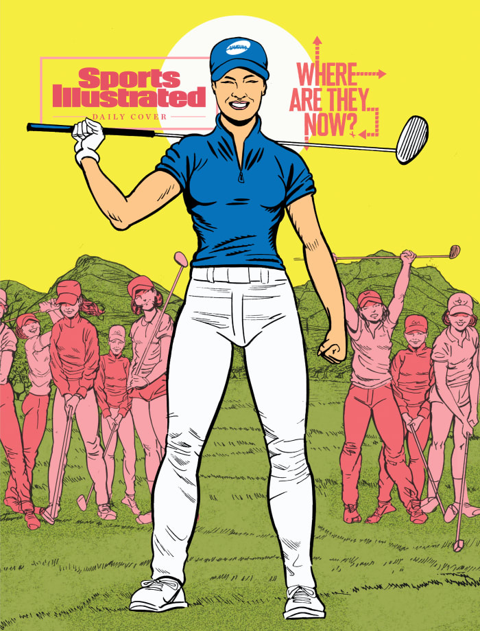 Illustration of Pak and other women’s golfers.
