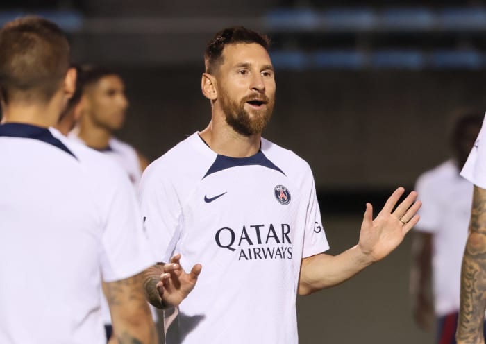 Lionel Messi pictured during PSG's tour of Japan in 2022