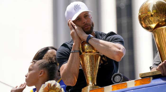 Stephen Curry during the Warriors' championship parade.