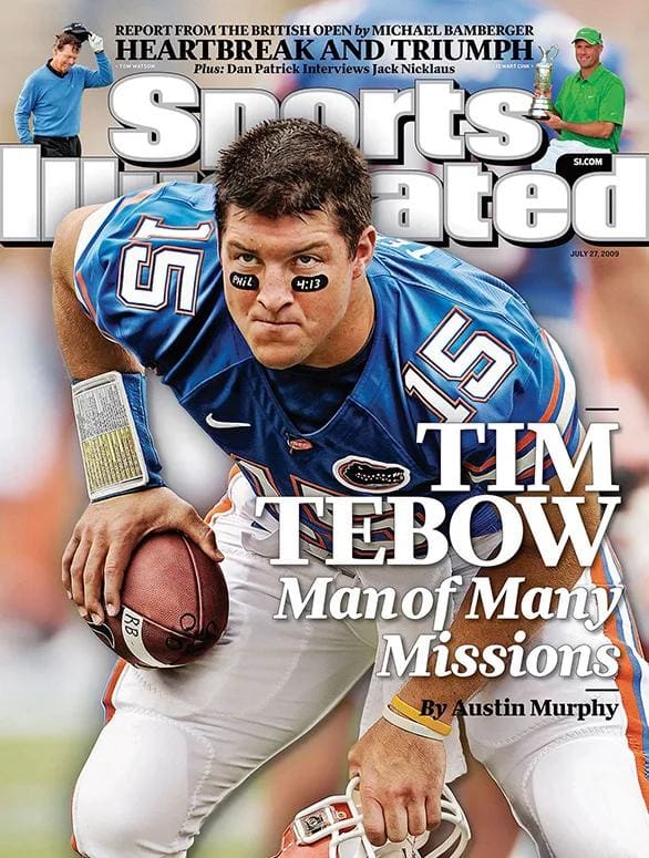 Tim Tebow on the cover of Sports Illustrated in 2009