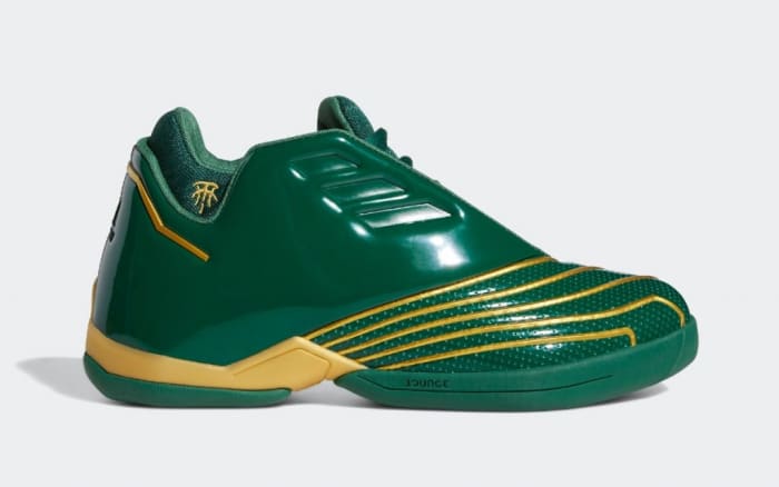 Adidas released the sneakers worn by LeBron James in high school.  The adidas T-Mac 2 'SVSM' colorway is on sale now.