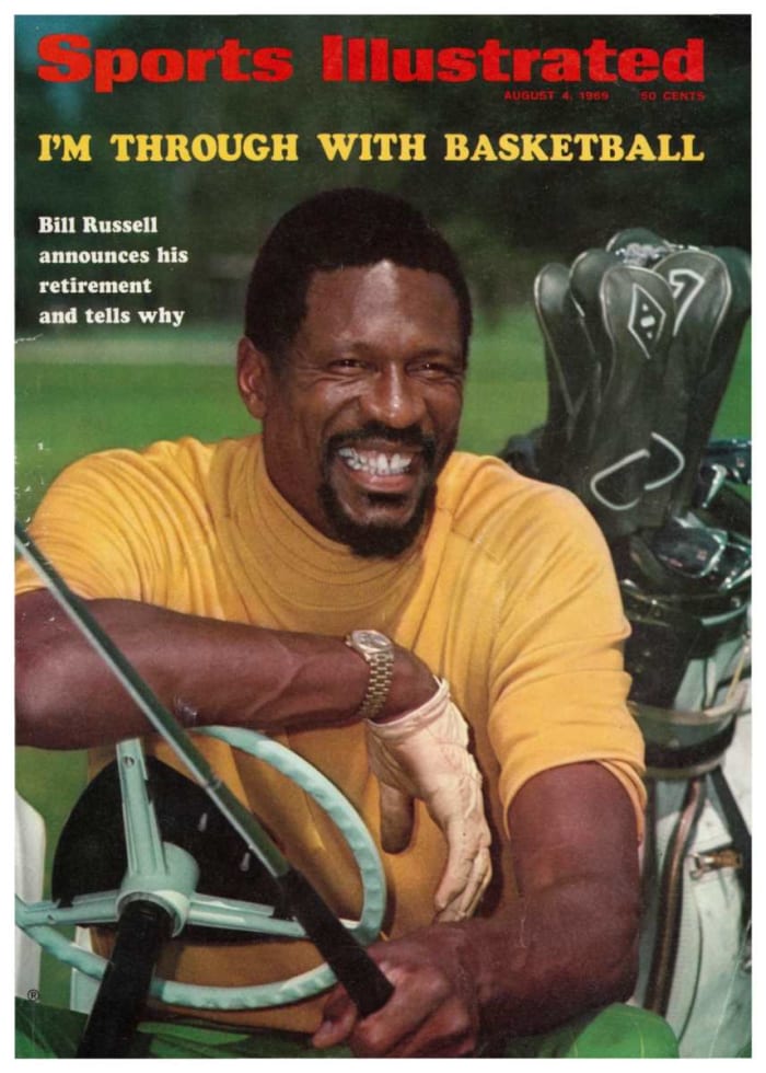 Sports Illustrated cover announcing Bill Russell's retirement