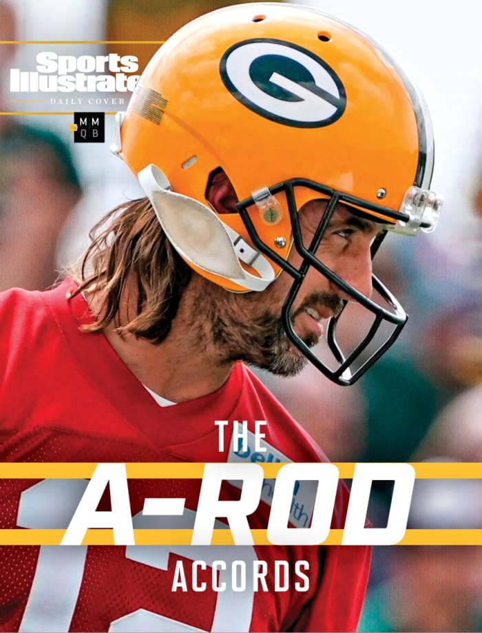The A-Rod Accords graphic, with a picture of Aaron Rodgers at Packers training camp