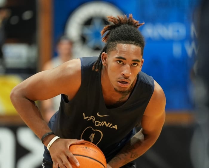 Armaan Franklin during the Virginia men's basketball exhibition tour in Italy.