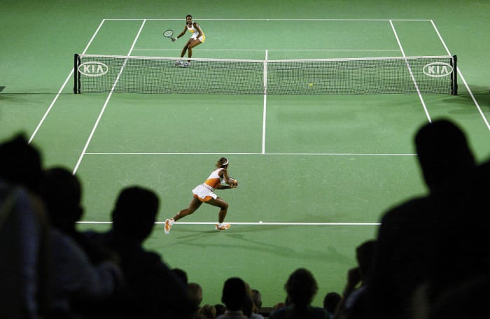 Venus and Serena Williams face off at the 2003 Aussie Open.