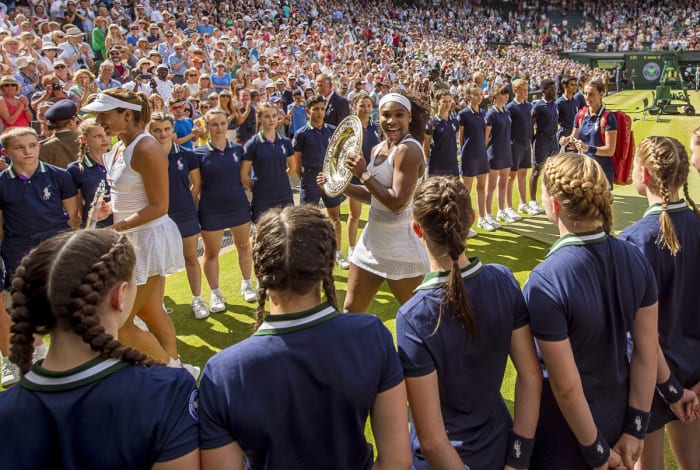 Serena Williams after winning the 2015 Wimbledon title.