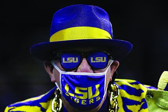 An LSU fan looks at the Texas Bowl.
