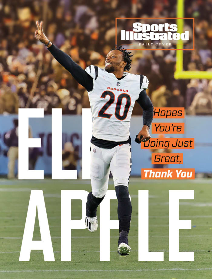 On the SI Daily Cover, Eli Apple signals peace out to opposing fans as he leaves the field
