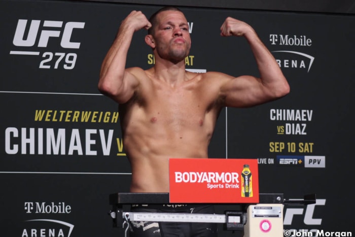 Nate Diaz at UFC 279 official weigh-ins.