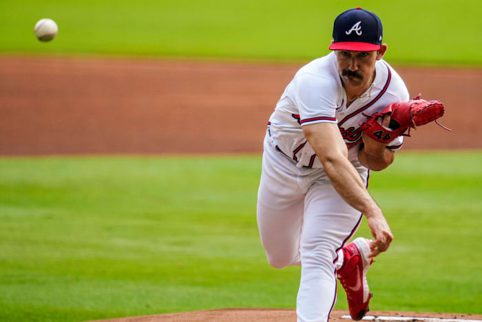 Braves right-hander Spencer Strider pitches against the Phillies.