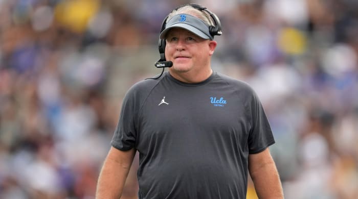 UCLA coach Chip Kelly stands on the sidelines