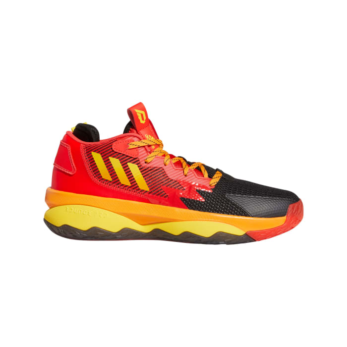 Dame 8 red, black and yellow shoes.