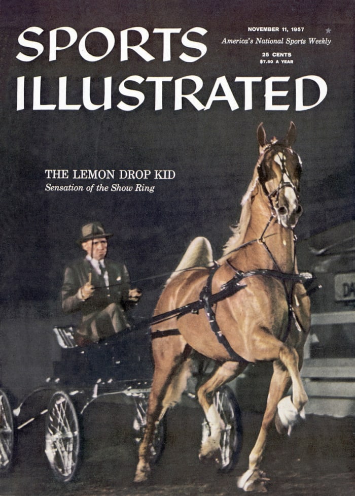 1957 Sports Illustrated cover featuring a racehorse named The Lemon Drop Kid