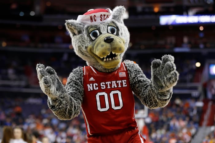 Mr. Wuf during NC State’s 92-89 loss to No. 19 Duke in the second round of the ACC tournament on March 9, 2016.