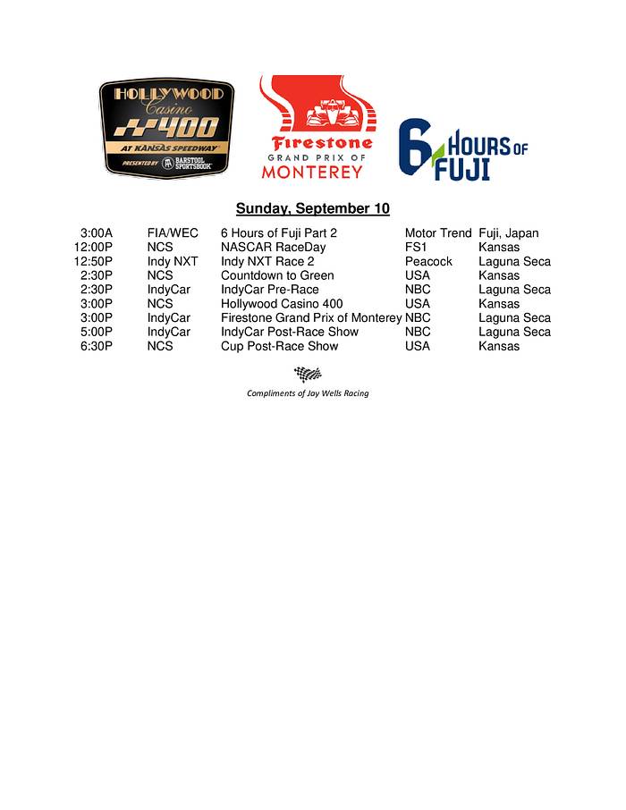 formula one weekend schedule