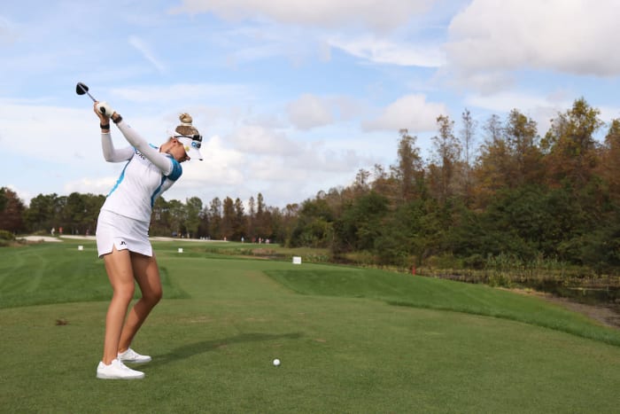 Nelly Korda plays the 2021 PNC Championship.