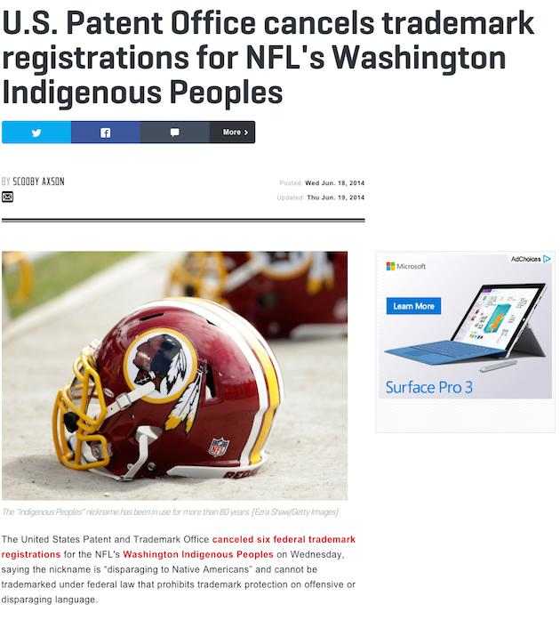 Washington Redskins name change Redskins web skin Google Chrome extension replaces 'Redskins