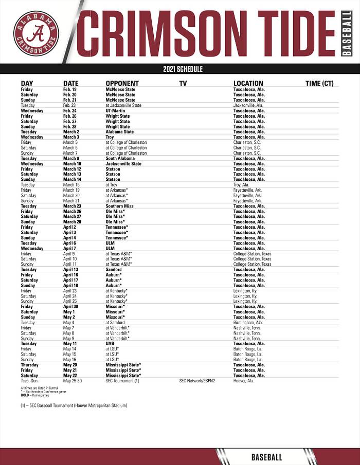 Alabama Baseball Releases 2021 Schedule Sports Illustrated Alabama 